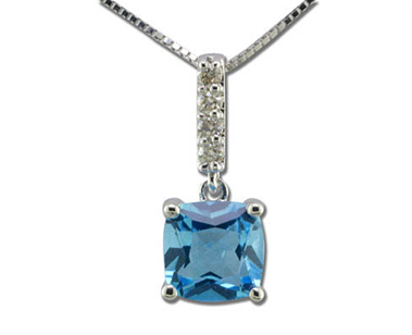 Blue Topaz and Diamond Necklace