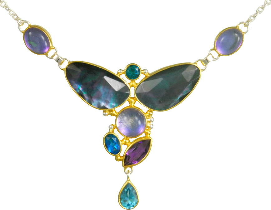 Michou Necklace with Gemstones Blue and Purple 